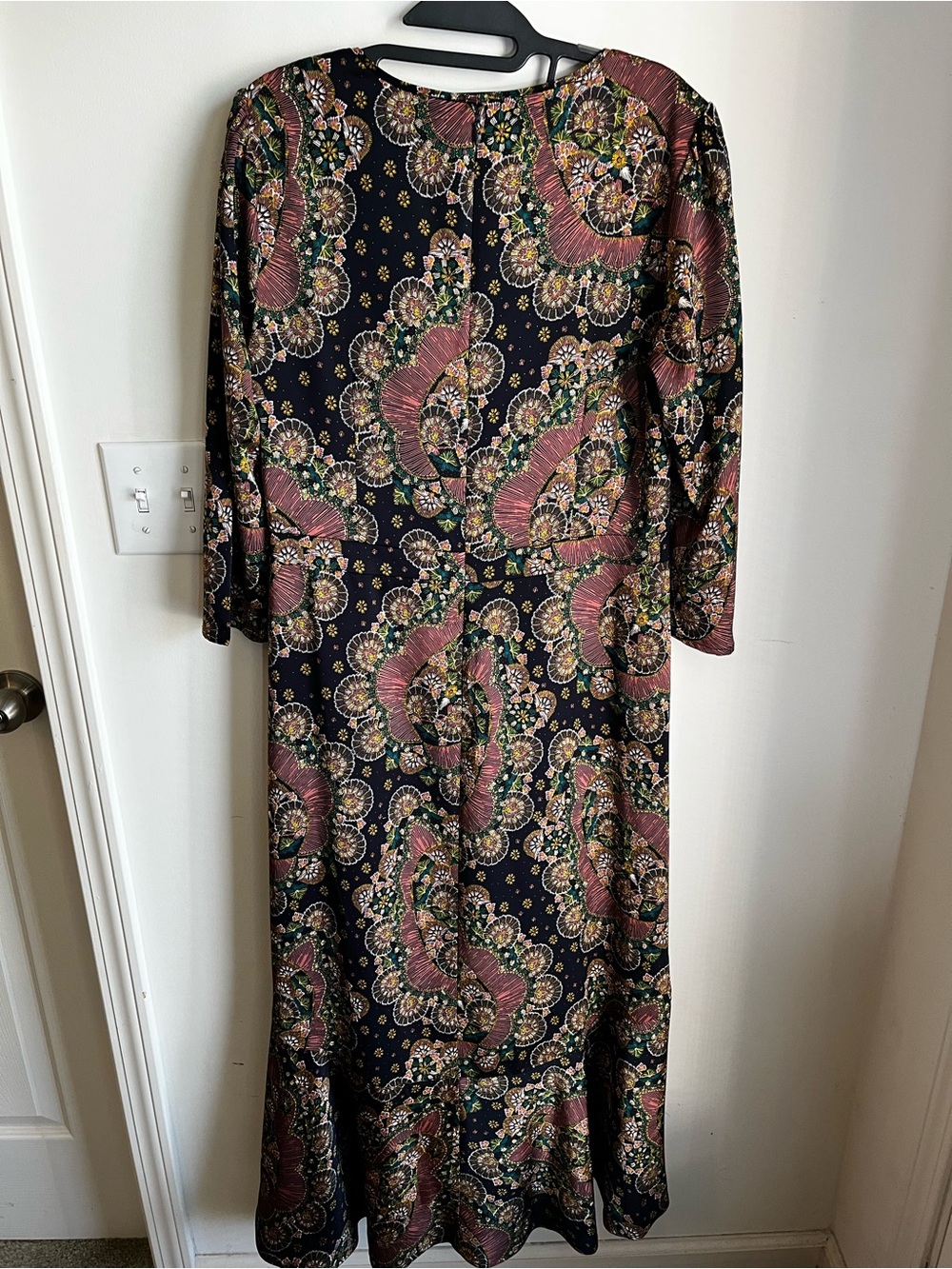 J. Crew Point Sur Long Sleeve Floral Paisley V-Neck Midi Dress Size 10 - Picture 4 of 11